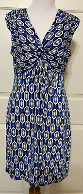 Kiara size M blue white sleeveless slinky A-line dress women's