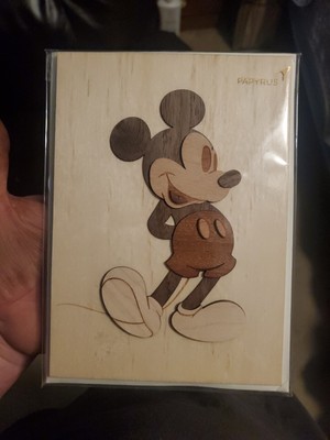 Papyrus Cards High Quality Disney wood Mickey Mouse Birthday Card Vintage Look