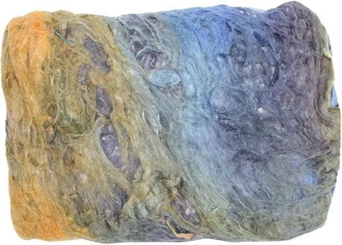 Knitsilk Premium seta di gelso di grado A: fibre blu e arancioni tinte a mano - Foto 2 di 6