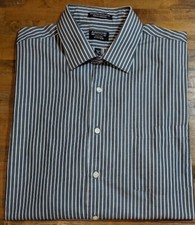 ARROW FITTED WRINKLE FREE BUTTON DOWN SHIRT 17 - 34/35 Gray Stripe EUC
