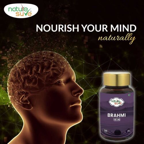 Tabletas ayurvédicas Nature Sure Brahmi Vati 120 para la salud del cerebro, el aumento de la memoria - Imagen 1 de 9
