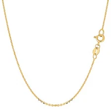 14k Yellow Real Gold Cable Link Chain Necklace, 1.1mm, 20"