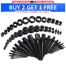 50pcs Ear Stretching Kit Ear Gauges Piercing Taper Tunnels Plugs Set 14G-00G