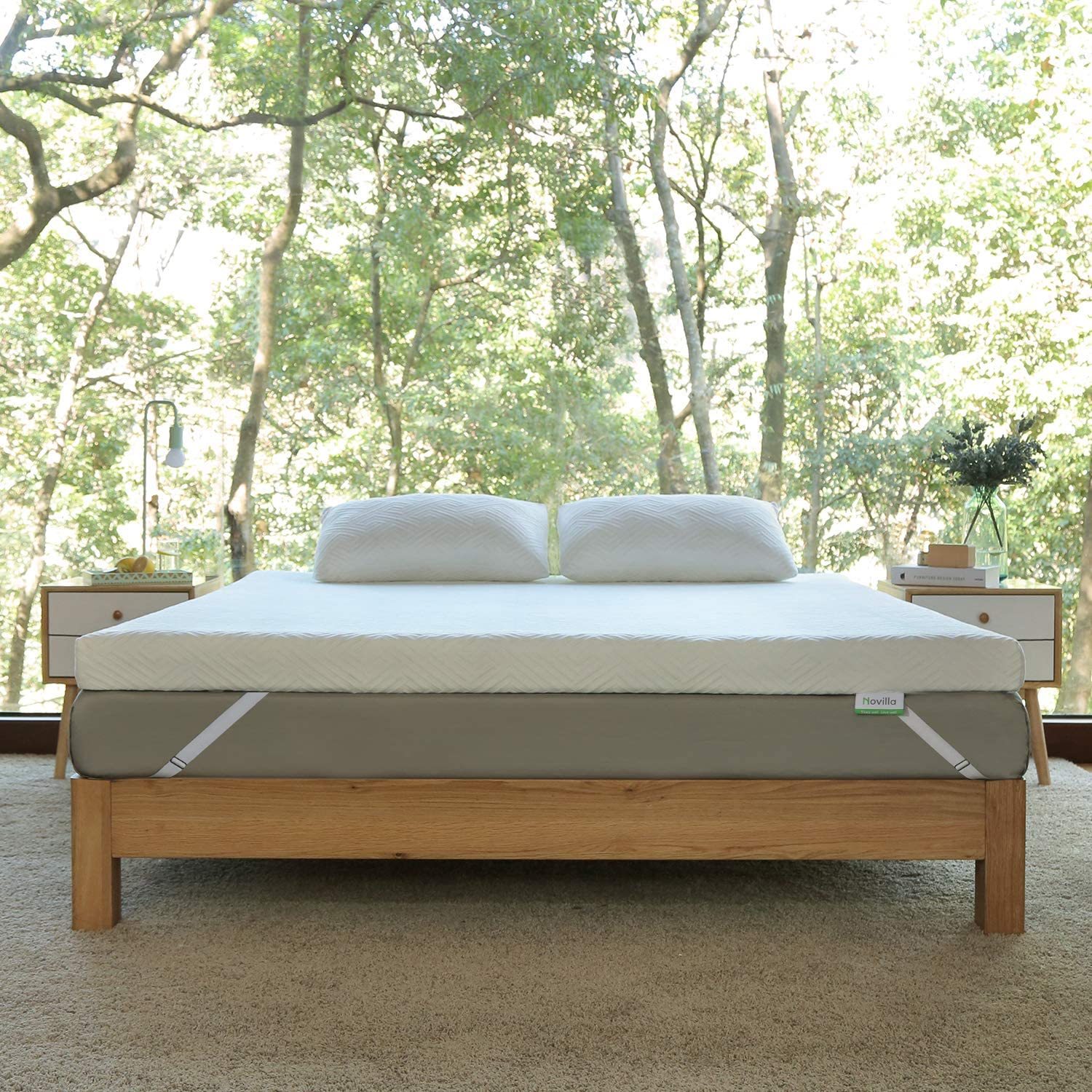 4 Inch Foam Mattress Topper Queen, Medium Firm Queen Mattress Topper, Gel Infuse
