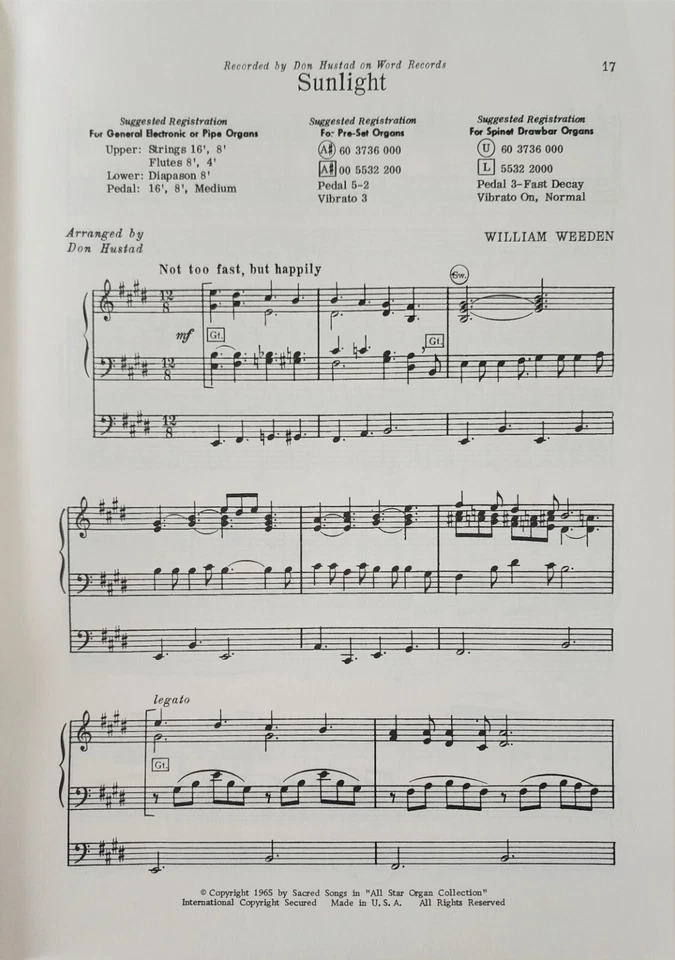 All Star Organ Collection Seven Arrangements by Gospel Organists Music Songbook - Image 3 of 3