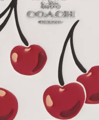 Coach Women's Corner Zip Wristlet with Cherry/Silver Multi Color