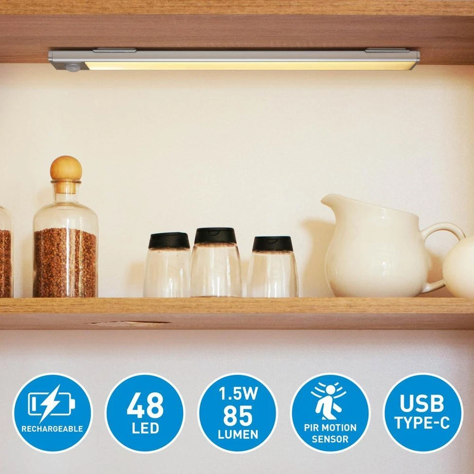 GRUNDIG Sensor Akku Lampe 48 warmweße LED Leuchte Schrankleuchte Unterbauleuchte - Bild 2 von 4