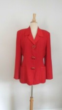 1980's VINTAGE Christmas Red TAHARI Blazer Jacket STATEMENT BUTTONS 10
