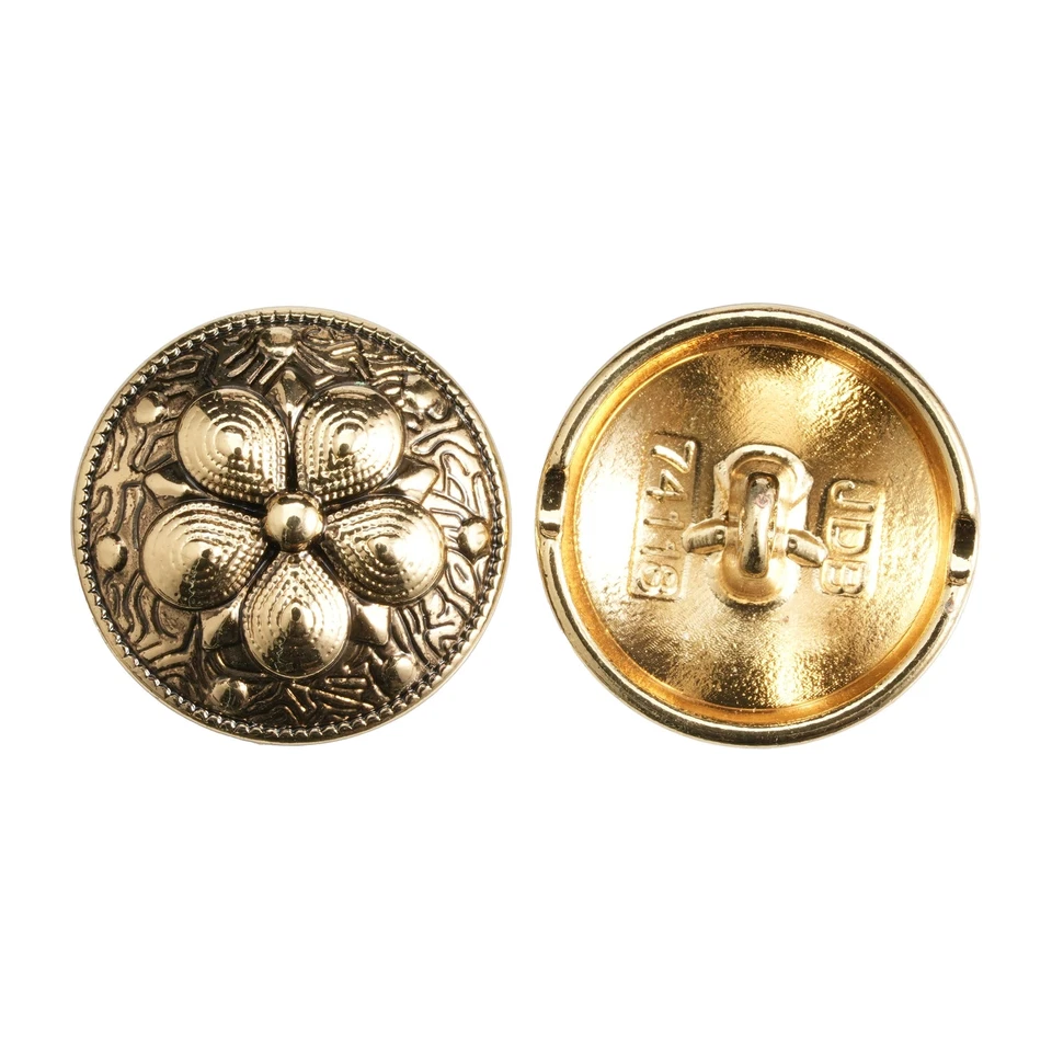 5pcs Floral Embossed Metal Button for Sewing, Crafting, Clothing and DIY Project - Image 2 of 3