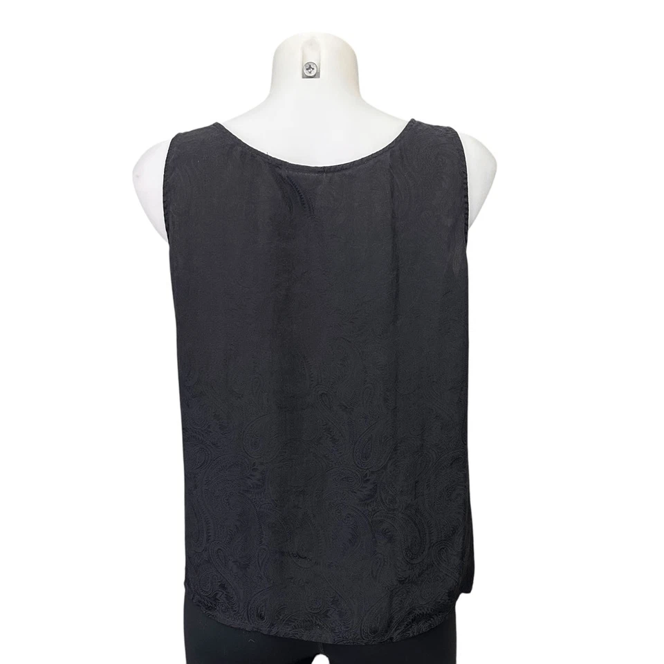 Camiseta sin mangas SILX negra vintage cuello redondo ventosa ligera 100 % seda mediana Foto 4 de 4