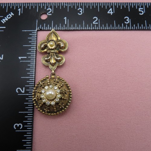 Vintage Brosche Anstecknadel Gold Fleur de Lis 4 Wege ausklappbar Foto Medaillon 2,5 Zoll 971c - Bild 11 von 11