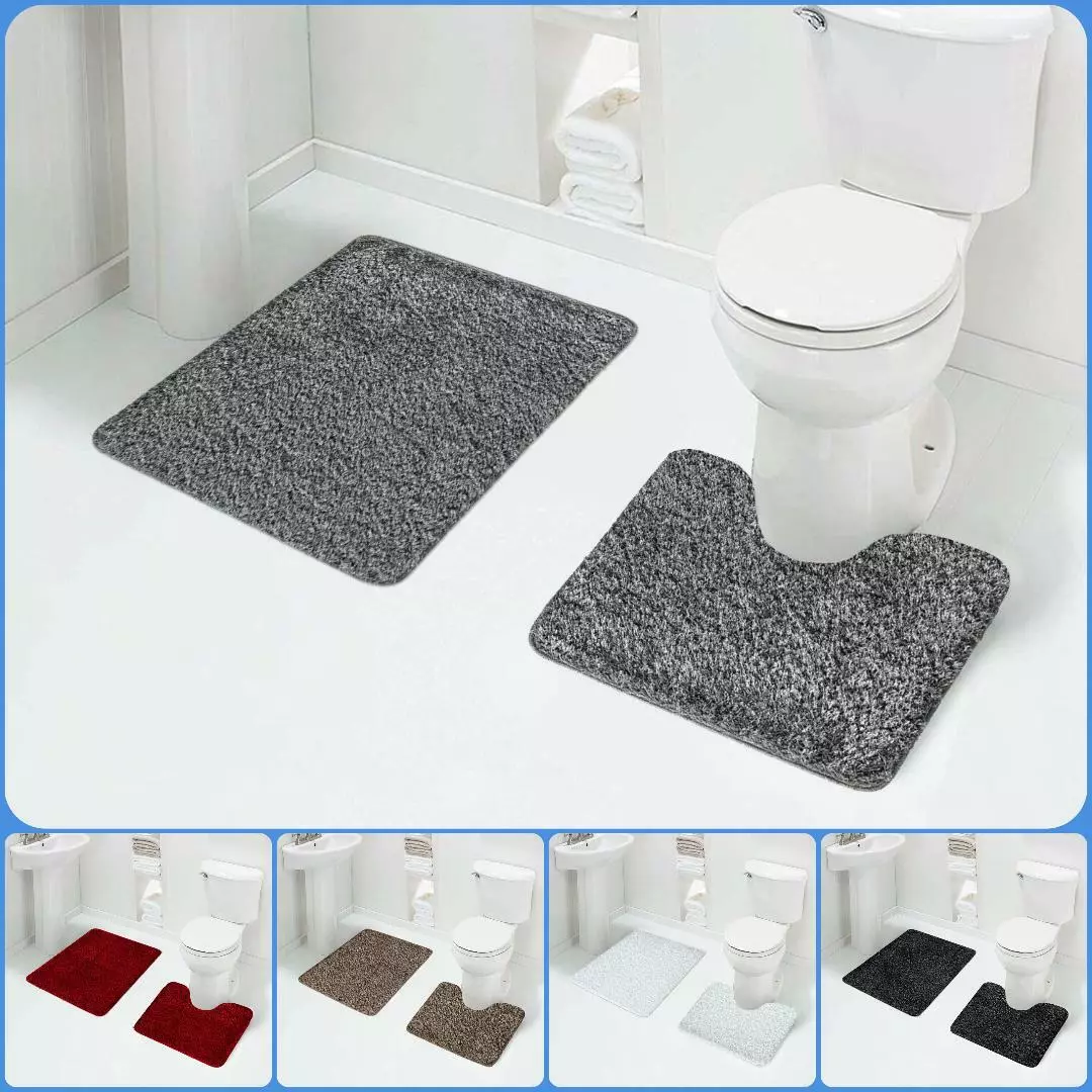Non Slip Large Size Luxury Shiny Sparkling 2 Piece Bath Mat Sets