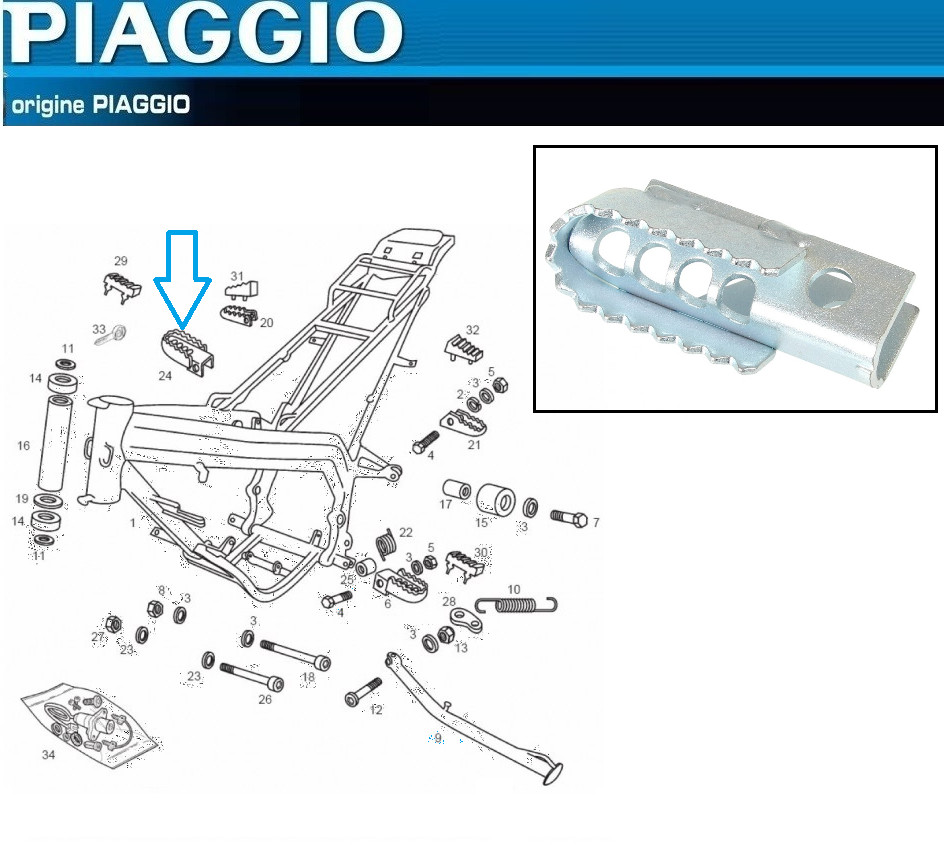 Repose pieds avant droit Aprilia RX 50 SX 50 BEUF repose-pied moto 50