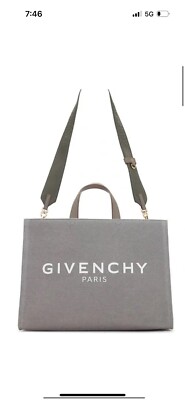 AUTH NWT Givenchy G Embroidered Cotton Tote Crossbody In Tender Grey
