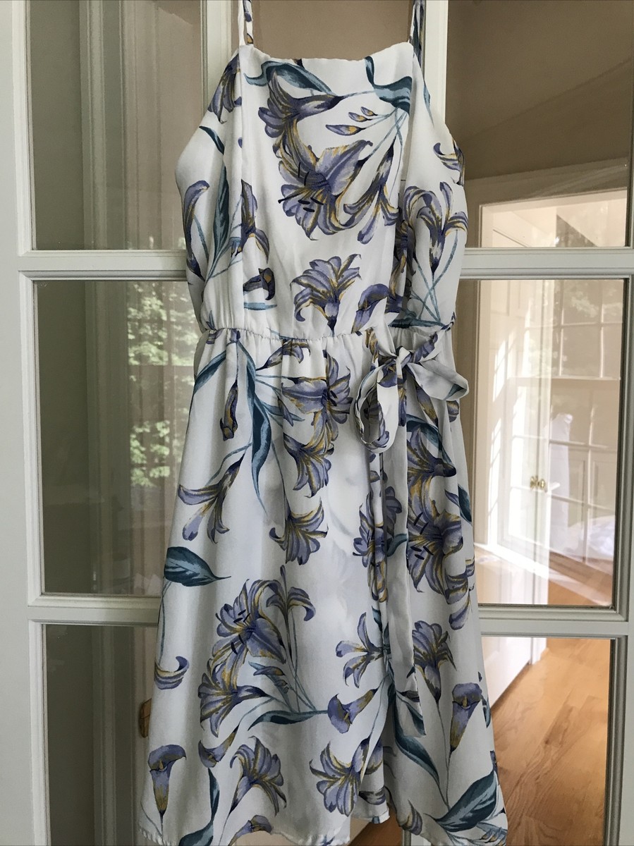 sienna sky blue floral dress Saylor Satin Pleated Floral Print Dress