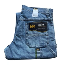 Lee Men's Light Blue Straight Leg Loose Fit Cargo Carpenter Denim Jeans 2887928