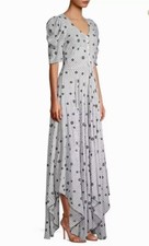 Love Shack Fancy Coralie Dress Charcoal Plaid Long Short Sleeve Nwt Size 4