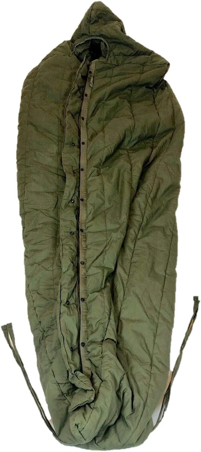 GI Military Intermediate Sleeping Bag Mummy Style Hood Cold Weather Vintage
