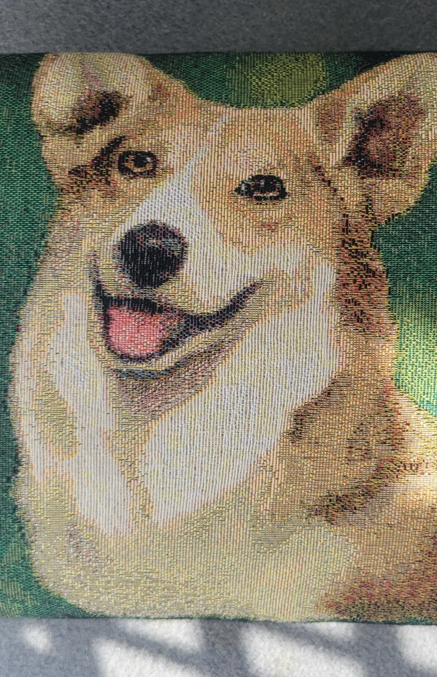 Vintage Tapestry Foot Stool w/Curved Metal Legs Linda Pickens Welsh Corgi Design - Image 2 of 4