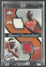 MICHAEL JORDAN LEBRON JAMES 2007-08 UPPER DECK SWEET SHOT #SW-JJ DUAL GU JERSEY