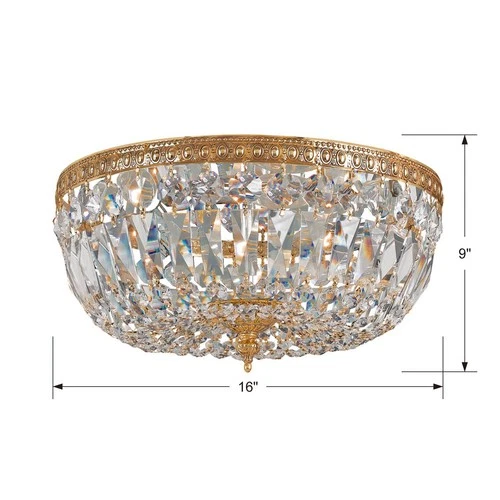 Crystorama Ceiling Mount 16" Wide Brass Crystal 3-Light Ceiling Light - Picture 7 of 7