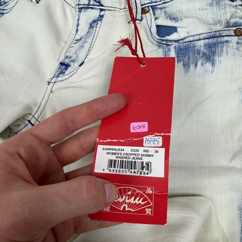 Evisu Women's White Cotton Ankle Zip Cropped Skinny Jeans 26 - Picture 10 of 11