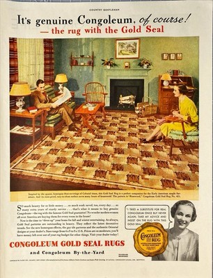 Congoleum Gold Seal Rugs ''So much beauty for so little'' Vintage Print Ad 1936