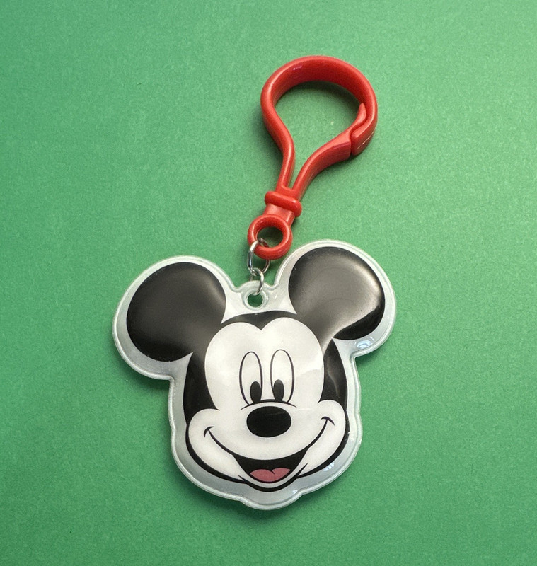 Disney Mickey Mouse Face Light-Up Keychain with Red Clip Hook