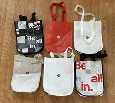 6 Lululemon Reusable Shopper Small Tote Bags Red Black White Approx 11 x 9 x 4