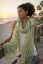 Light Green Lightweight Chiffon Scarf Soft, Breathable, Elegant NEW