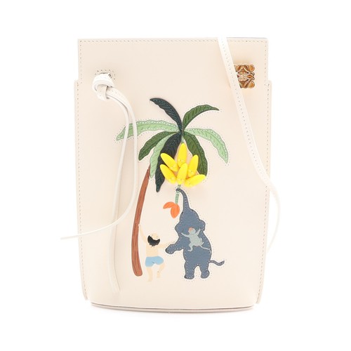 LOEWE Suna Fujita Shoulder Bag Calfskin Beige