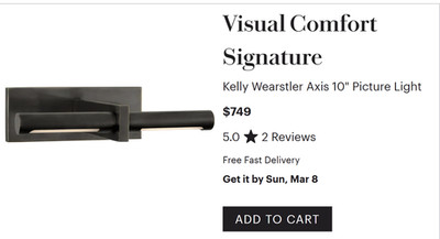 Visual Comfort Axis 10'' LED Picture Light by Kelly Wearstler KW2732BZ Bronze