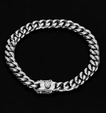 Men's Heavy Stainless Steel Solid Silver Miami Cuban Link Bracelet  4MM-8MM