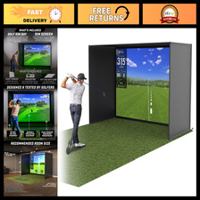 Golf Simulator Enclosure Nets - Complete Set with Frame  HD Impact Screen - Ind