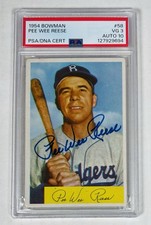 1954 Bowman Pee Wee Reese #58 PSA 3 AUTO 10 GEM MINT Bklyn Dodgers 1918-d. 1999