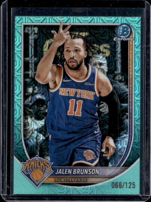 2025-26 Bowman Jalen Brunson Chrome Aqua Mojo Refractor #/125 Knicks