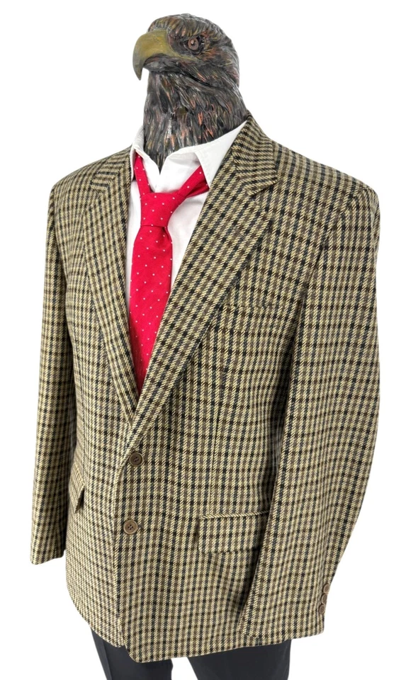 Cerruti Wool Cashmere Check Blazer Vintage Brown EU52 DE52 US42 - Image 3 of 4