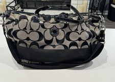 Coach Signature Stripe Gray And Black Multifunction/Diaper Bag XL