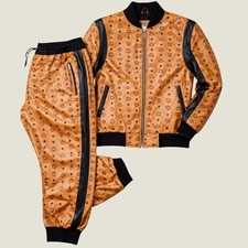 MCM Monogram Leather Tracksuit Bomber Jacket Pants, Luxury Streetwear