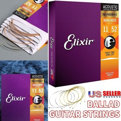 Elixir Phosphor Bronze Acoustic Guitar Strings Custom Light (11-52) JQ