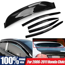 Fit 06-11 Honda Civic 4DR Sedan Mugen Style Wavy Window Visor + Rear Roof Visor