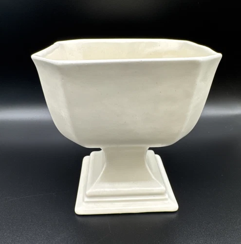 Vintage Royal Haeger Ceramic Pedestal  Planter Vase Matte Ivory Glaze 6.5''
