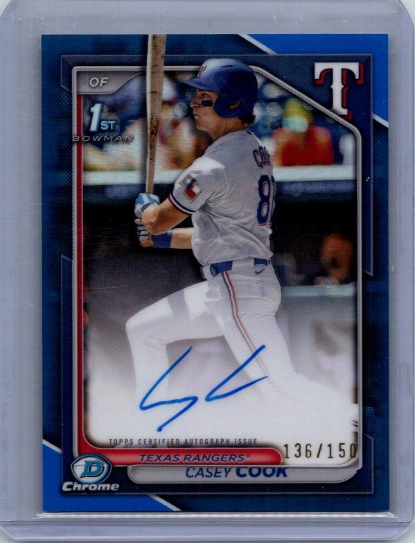 2024 Bowman Draft #CPA-CCY Casey Cook Chrome Prospect Auto Blue Refractor #/150