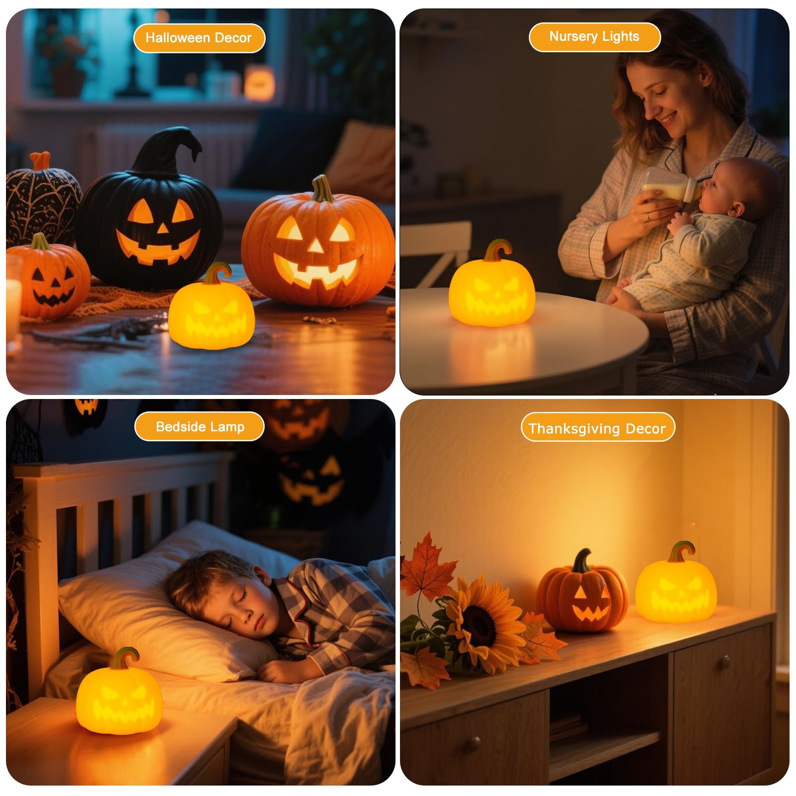 Best VEEKI Pumpkin Night Light for Kids Cute Halloween Lights Rechargeable with