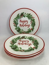 Royal Norfolk "Happy Holidays" Salad Plates 7 1/2" [Set of 4]