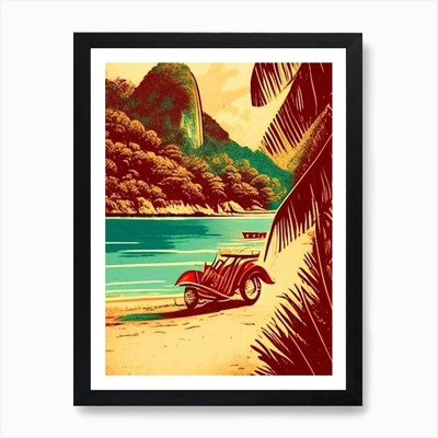 Koh Kood Thailand Vintage Sketch Tr Framed Wall Art Poster Canvas Print Picture