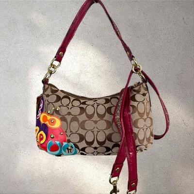 Y2K Coach Groovy Poppy Shoulder Bag Appliqué Colorful Signature