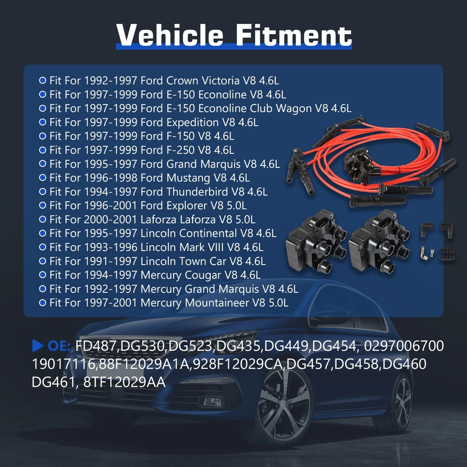 Ignition Coils Kit For Ford E-150 Econoline Expedition F-150 F-250 97-99 4.6L - Изображение 3 из 4