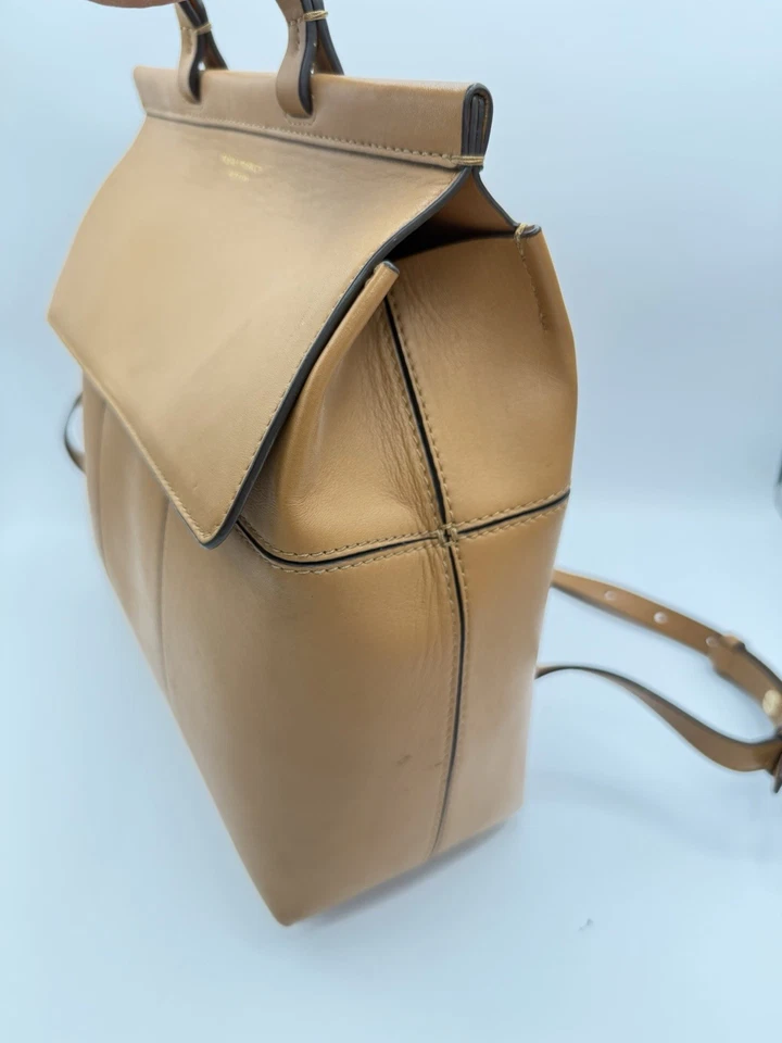 Mochila Cartera Tory Burch Bloque T Cuero Marrón Real Buen Estado Foto 2 de 4