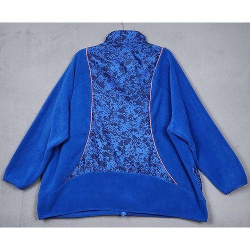 ULLA POPKEN Fleecejacke Damen Größe 28 30 blau durchgehender Reißverschluss Taschen Patch Print - Bild 2 von 15